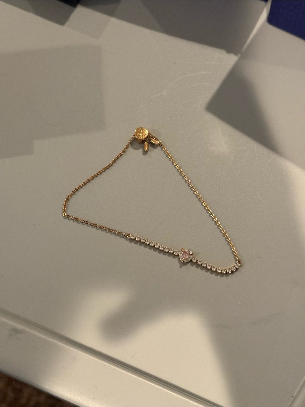 Swarovski Gold Heart Tennis Bracelet with Clear and Pink Crystal